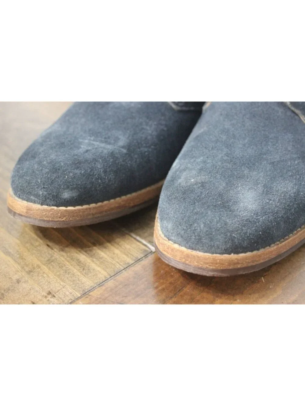 Hudson Houghton Mens 11 Blue Suede Lace-Up Chukka Boots Wooden Soles EUC